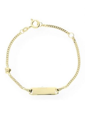 JuwelmaLux Panzerarmband "Kinder-Armband Gold Herz Kinder Armschmuck 14 cm" (1-tlg), Kinder-Armband mit Gravurplatte Gelbgold 585/000, inkl. Schmuckschachtel