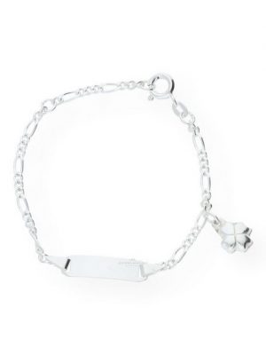 JuwelmaLux Silberarmband "Kinder-Armband Silber mit Kleeblattanhänger" (1-tlg), Kinder-Armband mit Gravurplatte Silber 925/000, inkl. Schmuckschachtel