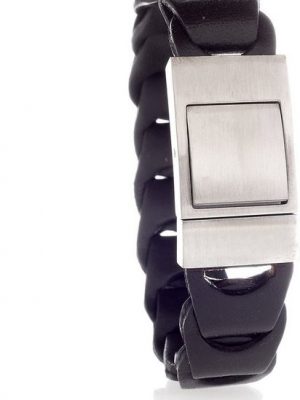 Karisma Lederarmband "Karisma Trendiges Herrenarmband - Dickes Geflochtenes Leder Schwarz - Verschluss Matt Breite 20mm- LE61005BK - 22.5 Zentimeter"