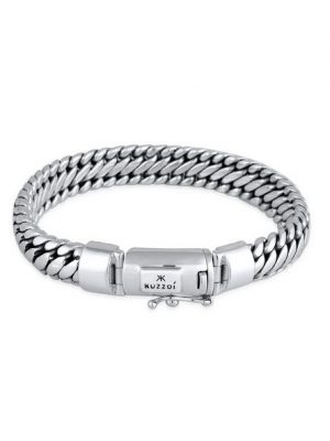 Kuzzoi Armband "Herrenschmuck Panzerarmband Rund Basic 925 Silber"