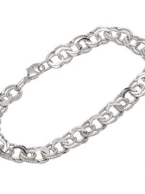 NKlaus Silberarmband "19,5cm Armband 925 Silber diamantiert Garibaldi K" (1 Stück), Made in Germany