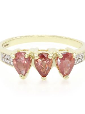 Nicht erhitzter Padparadscha-Saphir-Goldring