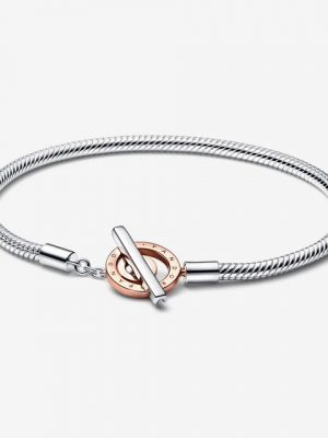 Pandora Armband "582309C00 Armband Signature Logo T-Verschluss Silber 14k Rosé 18 cm"