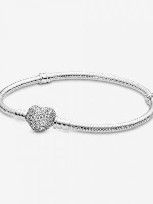 Pandora Armband "590727CZ Schlangen-Gliederarmband mit Herz-Verschluss 18 cm"