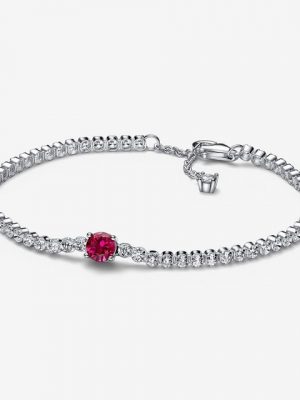 Pandora Armband "592403C01 Tennisarmband Damen Rotes Funkelndes Rundes Pavé Silber 16 cm"