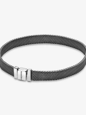 Pandora Armband "Reflexions 598400C00 Mesh-Armband Damen Sterling-Silber Schwarz 17 cm"