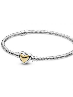 Pandora Perlenarmband "Pandora Armband Damen 599380C00-19 Silber & 14 Karat Gold Herzverschluss"