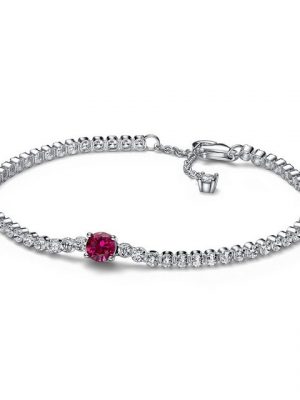 Pandora Perlenarmband "Pandora Armband Sparkling Red Tennis 592403C01-20 Silber"