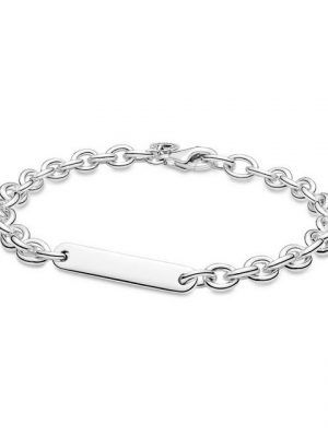 Pandora Silberarmband "599523C01 Armband Damen Gravur Plättchen Sterling-Silber 18 cm"