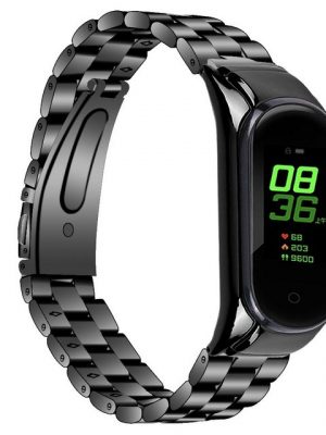 Resik Smartwatch-Armband "Geeignet für Xiaomi 3/4 Metallband mit Edelstahlband anstelle des Armbandes (Schwarz)"