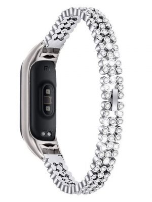 Resik Smartwatch-Armband "Geeignet für Xiaomi Mi 5/6 Armband Metallband, Damen rund glitter Diamant Ersatz Metallband (Silber)"