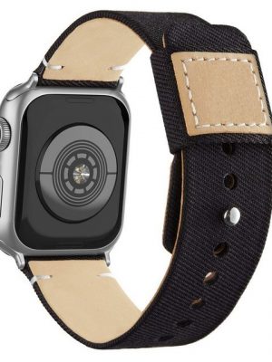 Resik Uhrenarmband "Kompatibel mit Apple Watch Armband, Ersatzarmband aus gewebtem Nylon mit Lederfutter und Schnappverschluss für iWatch Series 7/6/5/4/3/2/1"