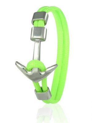 Skipper Armband "Skipper Anker Armband 21 cm Nylon Armschmuck in Neongrün mit Silbernem Anker 6961"