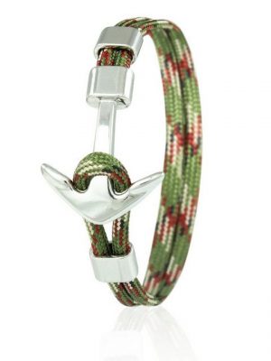 Skipper Armband "Skipper Anker Armband 21 cm Nylon Armschmuck in Oliv/Bunt mit Silbernem Anker 6963"