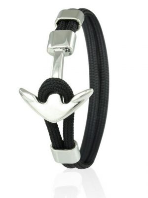 Skipper Armband "Skipper Anker Armband 21 cm Nylon Armschmuck in Schwarz mit Silbernem Anker 6953"