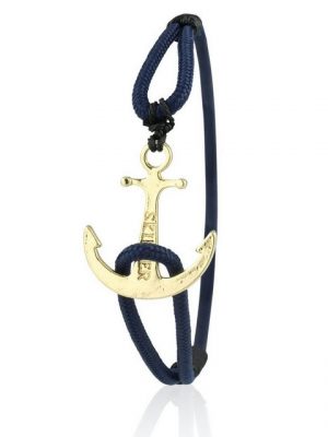 Skipper Armband "Skipper Anker Armband Nylon maritimes Armschmuck in Marine mit Goldenem Anker 6926"