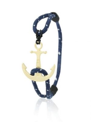 Skipper Armband "Skipper Anker Armband Nylon maritimes Armschmuck in Marine/Weiß mit Goldenem Anker 6938"