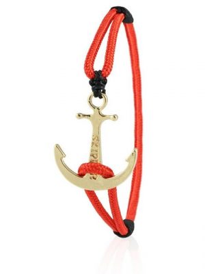 Skipper Armband "Skipper Anker Armband Nylon maritimes Armschmuck in Rot mit Goldenem Anker 6932"