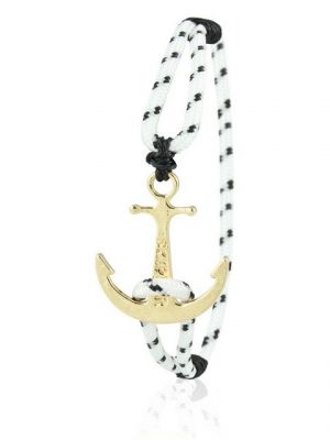 Skipper Armband "Skipper Anker Armband Nylon maritimes Armschmuck in Weiß mit Goldenem Anker 6944"