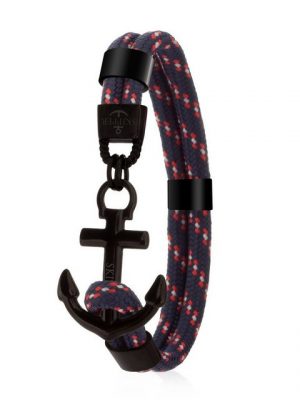 Skipper Armband "Skipper Anker-Armband Surferband maritimes Armband Edelstahl Marine/Schwarz 8078"