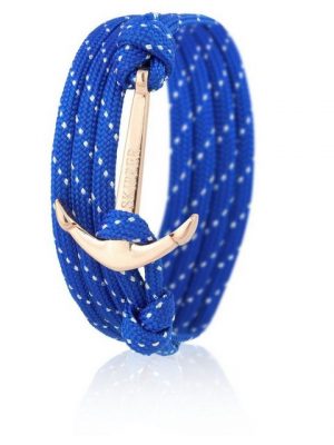 Skipper Armband "Skipper Anker-Armband Wickelarmband Nylon in Blau Glitzer mit Goldenem Anker 6643"