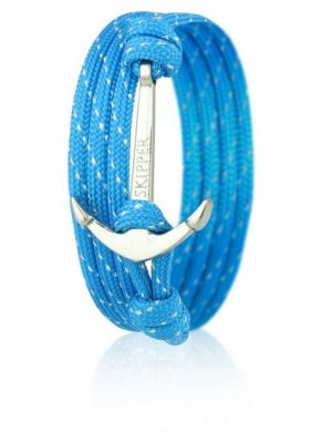 Skipper Armband "Skipper Anker-Armband Wickelarmband Nylon in Hellblau Glitzer mit Silbernem Anker 6646"