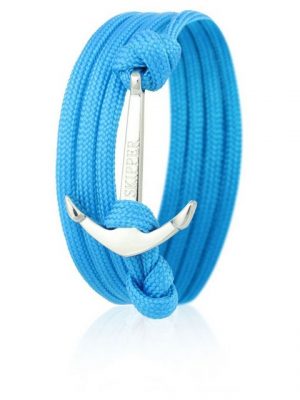 Skipper Armband "Skipper Anker-Armband Wickelarmband Nylon in Hellblau mit Silbernem Anker 6622"