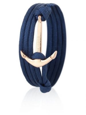 Skipper Armband "Skipper Anker-Armband Wickelarmband Nylon in Marine mit Goldenem Anker 6625"