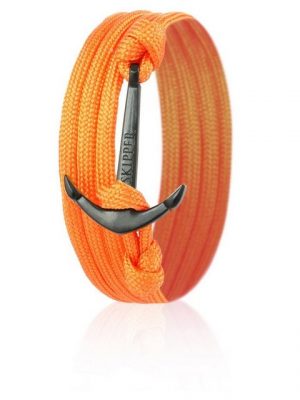 Skipper Armband "Skipper Anker-Armband Wickelarmband Nylon in Orange mit Schwarzem Anker 8007"