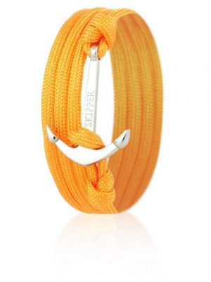 Skipper Armband "Skipper Anker-Armband Wickelarmband Nylon in Orange mit Silbernem Anker 6635"