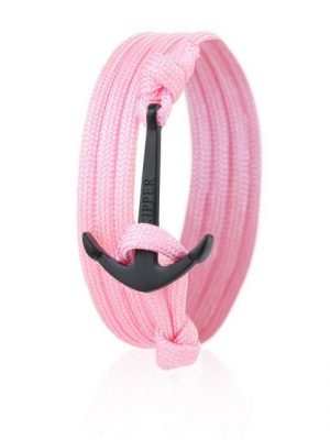 Skipper Armband "Skipper Anker-Armband Wickelarmband Nylon in Rosa mit Schwarzem Anker 7073"