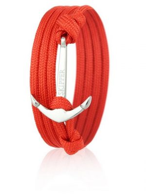 Skipper Armband "Skipper Anker-Armband Wickelarmband Nylon in Rot mit Silbernem Anker 6629"