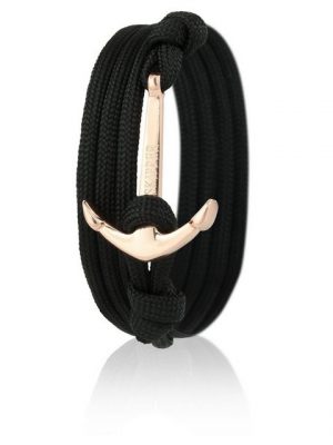 Skipper Armband "Skipper Anker-Armband Wickelarmband Nylon in Schwarz mit Goldenem Anker 6637"