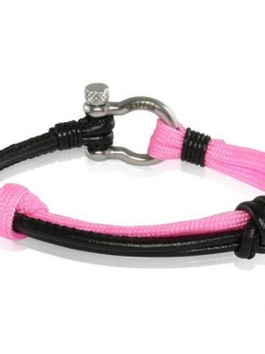 Skipper Armband "Skipper Armband Surferband Knoten maritimes Armband Nylon/Leder Rosa/Schwarz 7233"