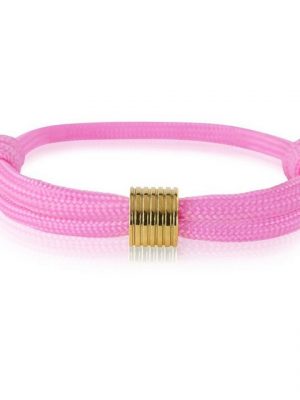 Skipper Armband "Skipper Armband Surferband maritimes Knoten Armband Rosa mit goldenem Anhänger 7365"