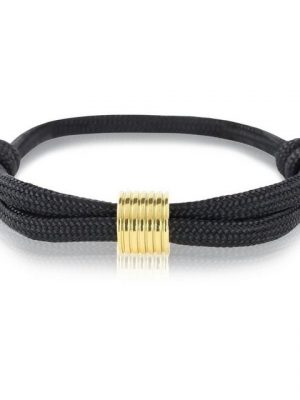 Skipper Armband "Skipper Armband Surferband maritimes Knoten Armband Schwarz mit goldenem Anhänger 7361"