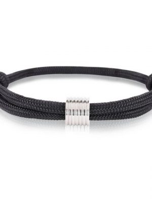 Skipper Armband "Skipper Armband Surferband maritimes Knoten Armband Schwarz mit silbernem Anhänger 7366"