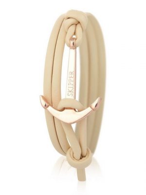 Skipper Lederarmband "Skipper Anker-Armband Wickelarmband Leder in Beige mit Goldenem Anker 6990"