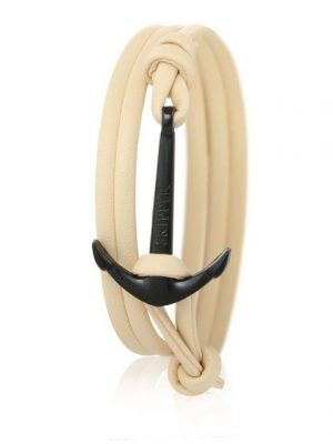 Skipper Lederarmband "Skipper Anker-Armband Wickelarmband Leder in Beige mit Schwarzem Anker 6991"