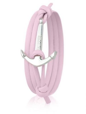 Skipper Lederarmband "Skipper Anker-Armband Wickelarmband Leder in Rosa mit silbernem Anker 6979"