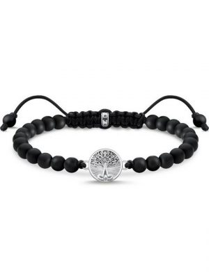 THOMAS SABO Armband "A2049-811-11 Armband Damen Tree of Love Obsidian Kugeln Silber"