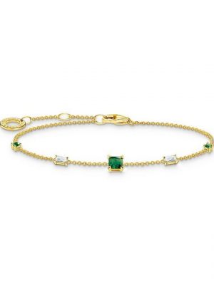 THOMAS SABO Armband "A2059-971-7 Armband Damen Grüne und Weiße Steine Silber Gold"