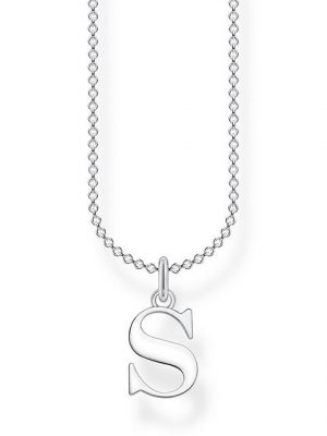 THOMAS SABO Kette mit Anhänger "KE2028-001-21 Halskette mit Anhänger Buchstabe S Sterling-Silber"