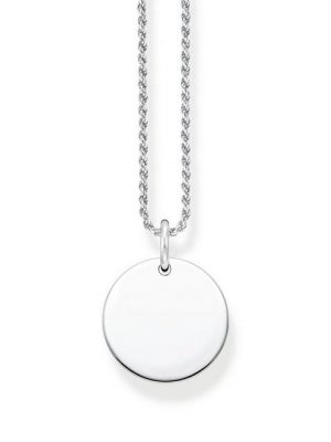 THOMAS SABO Kette mit Anhänger mit Gravur "KE2133-001-21 Halskette mit Anhänger Damen Coin Sterlingsilber 50 cm"