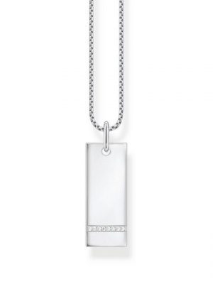 THOMAS SABO Kette mit Anhänger mit Gravur "KE2135-051-14 Halskette mit Anhänger Damen Tag Weiße Steine Silber"