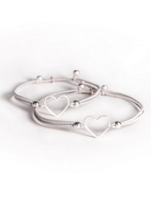 iz-el Armband "Mutter Tochter Armband 925 Silber - Herzi Twist Hellgrau", 925 Sterling Silber