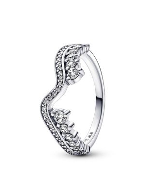 Pandora Ring - Sparkling Asymmetric Wave - 192543C01 925 Silber, Zirkonia silber