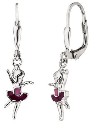 SIGO Kinder Ohrhänger Ballerina 925 Sterling Silber Ohrringe Boutons Kinderohrringe