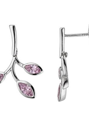 SIGO Ohrhänger 925 Sterling Silber 6 Zirkonia rosa Ohrringe Ohrstecker Silberohrringe