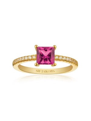 SIF Jakobs Ring - 52 925 Silber vergoldet, Zirkonia pink